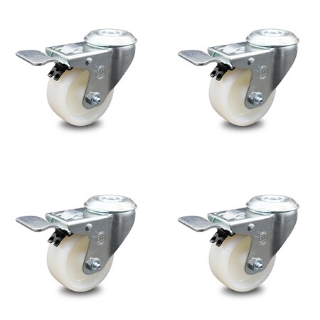 Service Caster 3 Inch Nylon Wheel Swivel Bolt Hole Caster Set with Total Lock Brake SCC SCC-BHTTL20S314-NYS-4